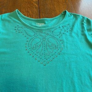 Liz & Me studded teal long sleeve T-shirt size 16 W